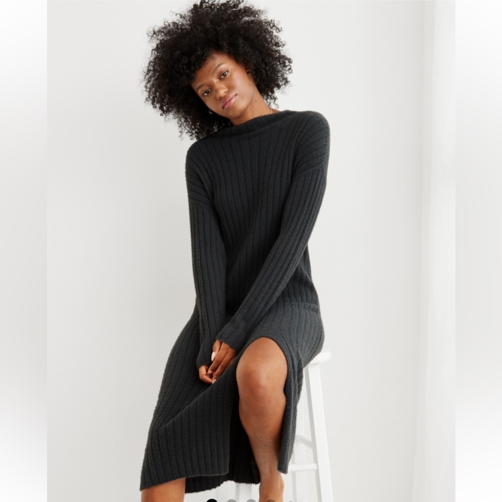 Aerie Buttercream Sweater Dress | M | Smoked Grey